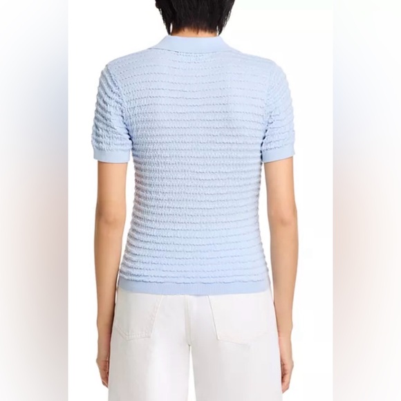 Frame Denim Sky Blue Textured Polo Tee - Picture 2 of 16